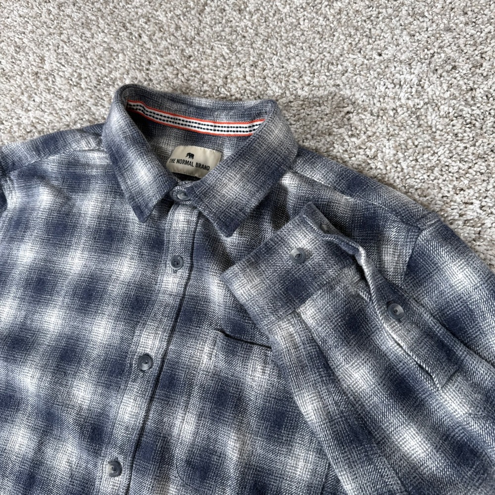 The‎ Normal Brand Shirt Mens Large Blue Plaid Flannel Long Sleeve Button Up